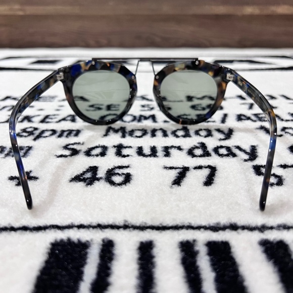Dublin- Women Mirrored Lens Round Cat Eye Sunglasses  MCM Round Cat Eye Shape Havana Blue Brown Mirror Lens Sunglasses